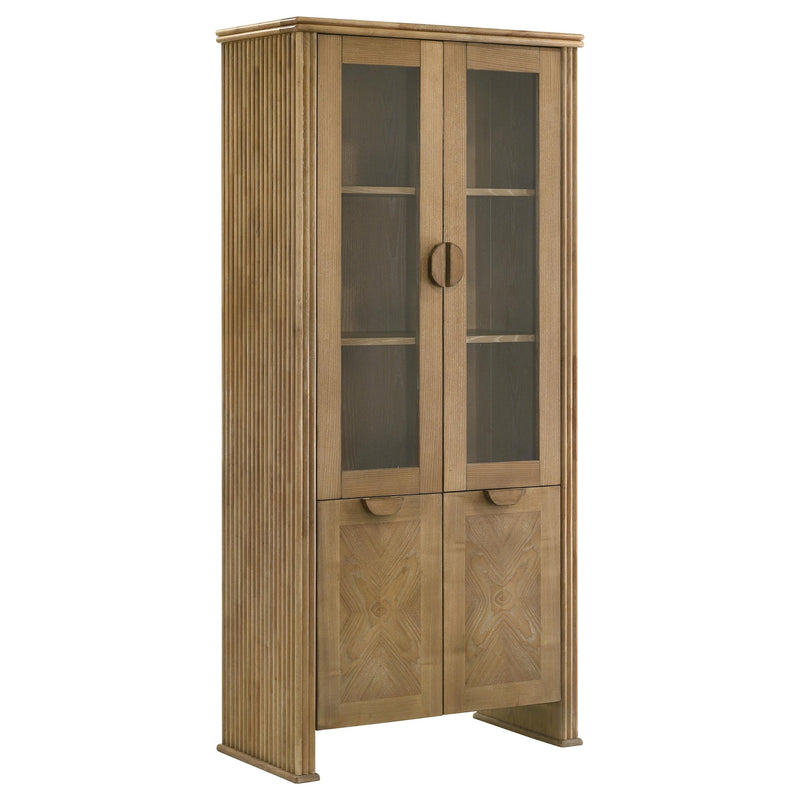 Adina 77-inch Tall Display Cabinet Distressed Light Brown - alternate view