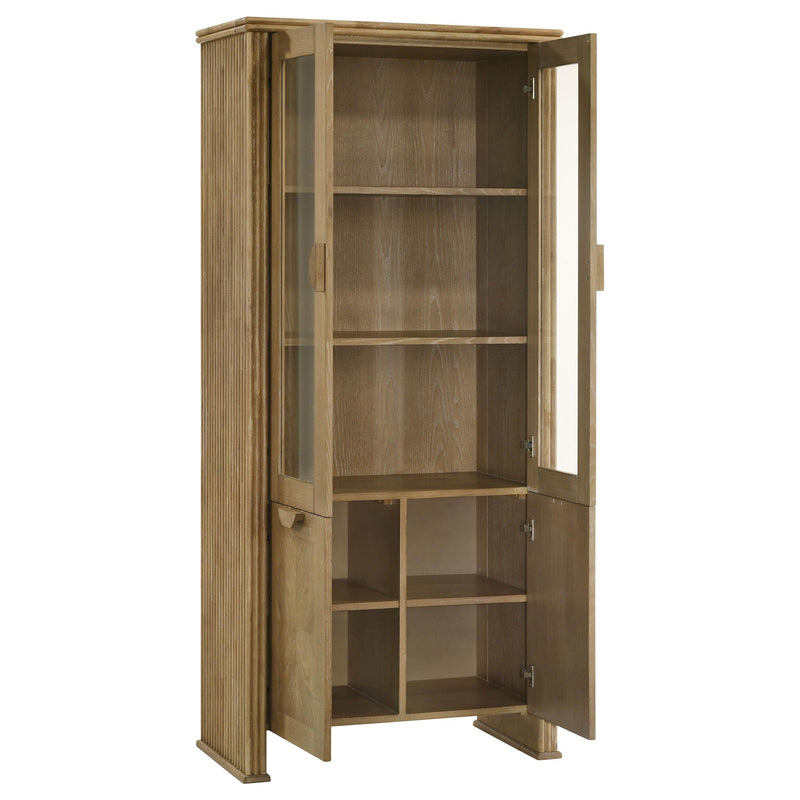 Adina 77-inch Tall Display Cabinet Distressed Light Brown - detail 3