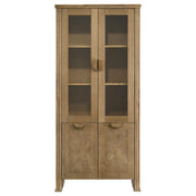 Adina 77-inch Tall Display Cabinet Distressed Light Brown - detail 4