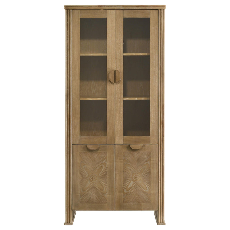 Adina 77-inch Tall Display Cabinet Distressed Light Brown - detail 4