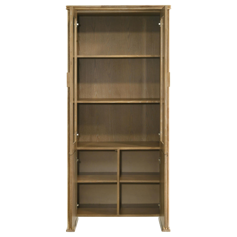 Adina 77-inch Tall Display Cabinet Distressed Light Brown - detail 5