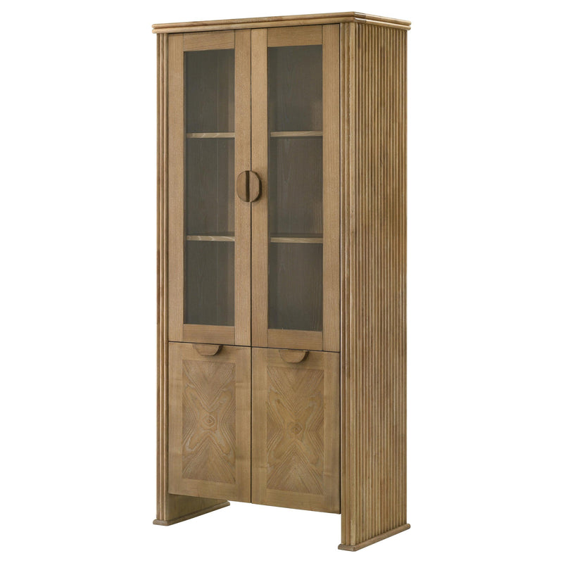 Adina 77-inch Tall Display Cabinet Distressed Light Brown - detail 6