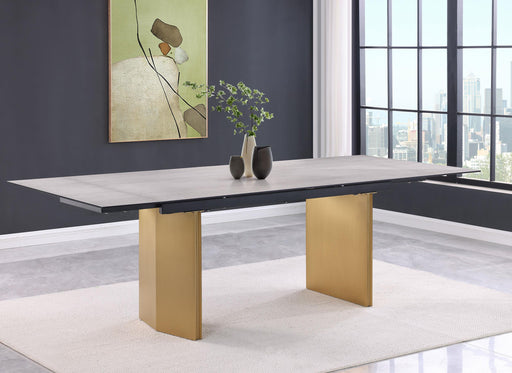 Vesa 97-inch Glass Top Extension Dining Table Beige - alternate view