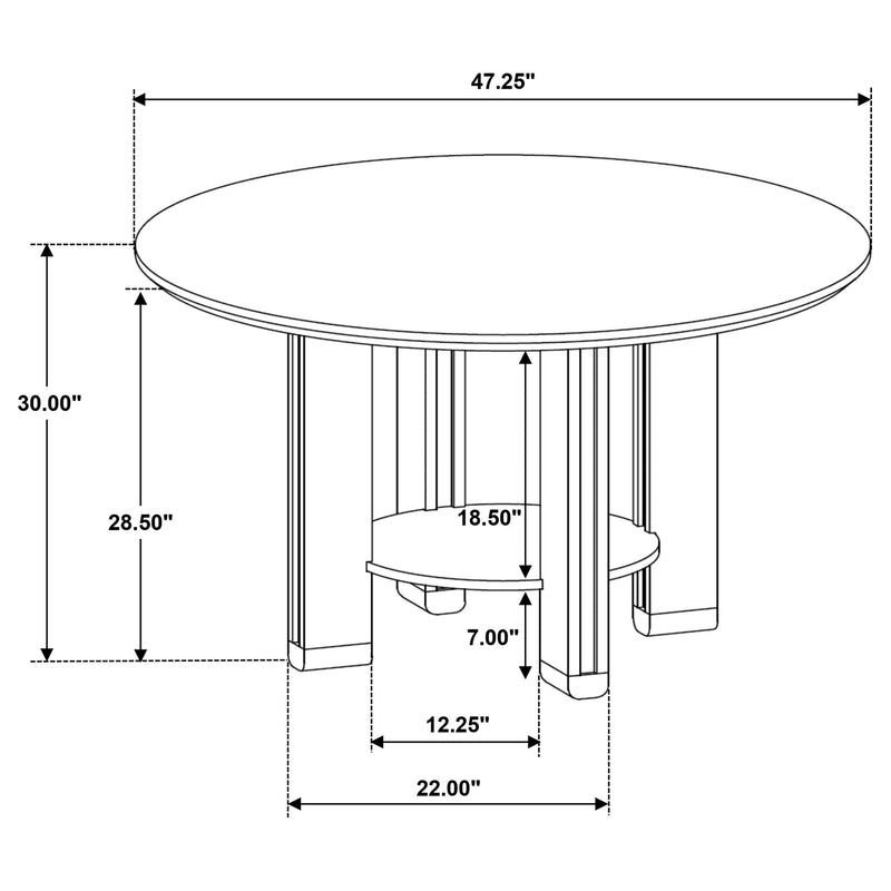 Ottowa 47-inch Round Wood Dining Table with Shelf Brown - detail 7