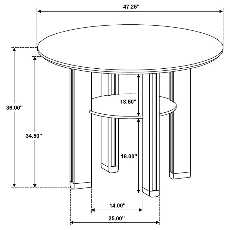 Ottowa 47-inch Round Counter Height Dining Table Brown - detail 7