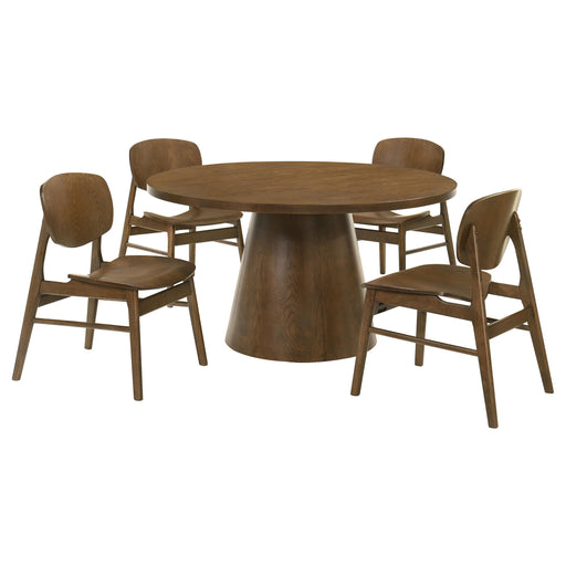 Franklin 5-piece 54-inch Round Dining Table Set Dark Brown - alternate view