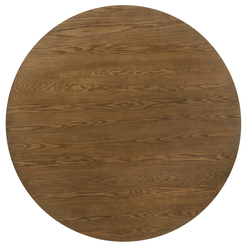 Franklin 54-inch Round Wood Pedestal Base Dining Table Dark Brown - detail 3