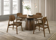 Franklin 54-inch Round Wood Pedestal Base Dining Table Dark Brown - detail 7