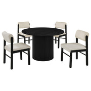 Hamlyn 5-piece Round Wood Dining Set Cream and Black - alternate view