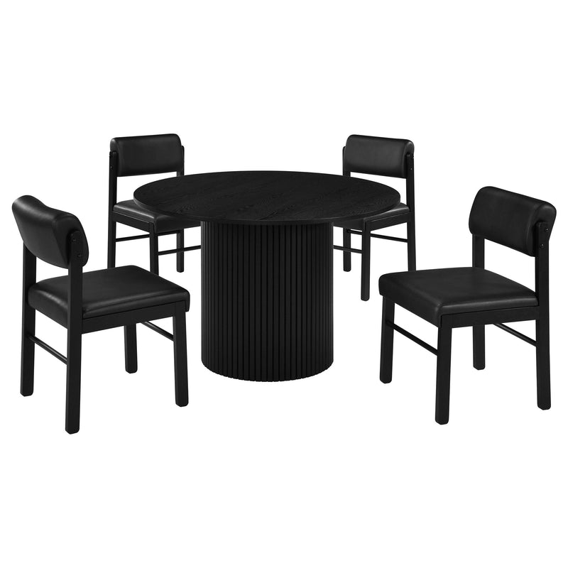 Hamlyn 5-piece Round Wood Dining Set Black - alternate view