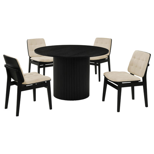 Hamlyn 5-piece Round Wood Dining Set Cream and Black - alternate view
