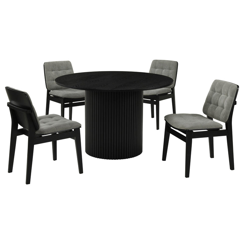 Hamlyn 5-piece Round Wood Dining Set Grey and Black - alternate view