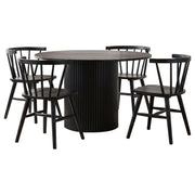 Hamlyn 5-piece Round Wood Dining Set Black - alternate view