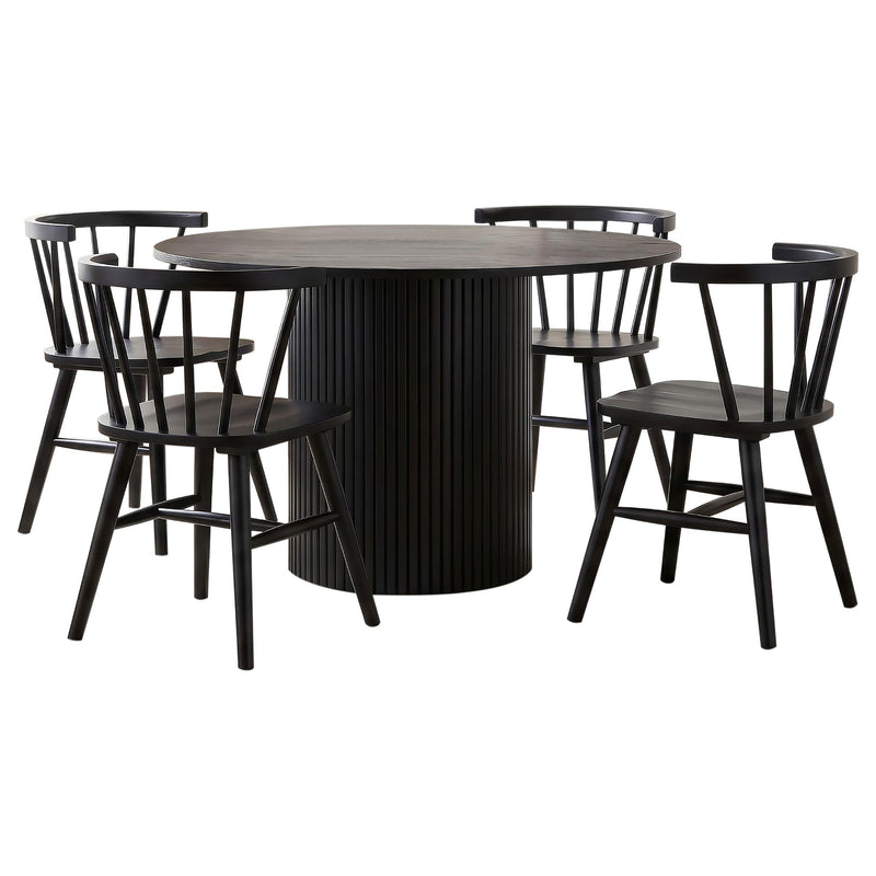Hamlyn 5-piece Round Wood Dining Set Black - alternate view