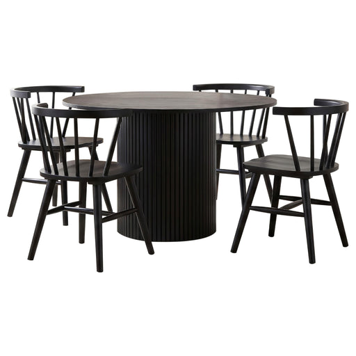 Hamlyn 5-piece Round Wood Dining Set Black - alternate view