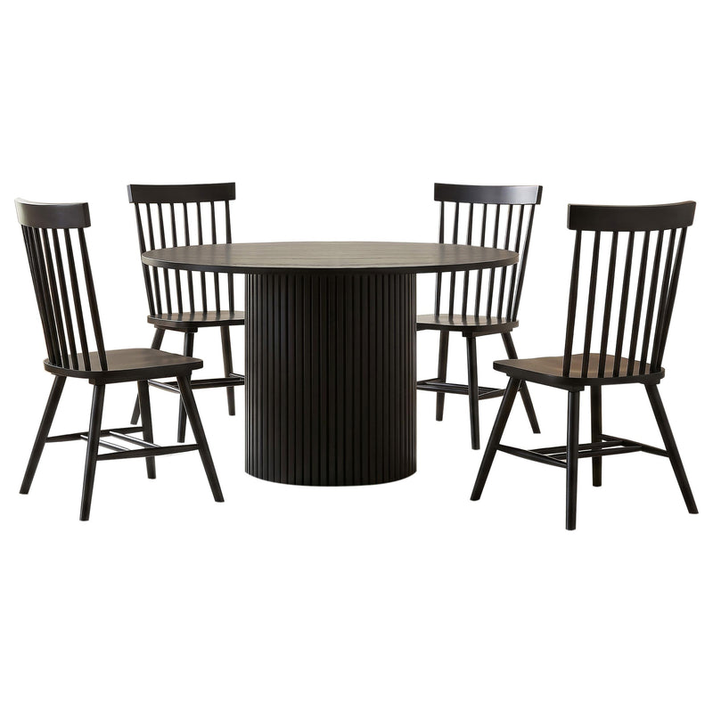 Hamlyn 5-piece Round Wood Dining Set Black - alternate view