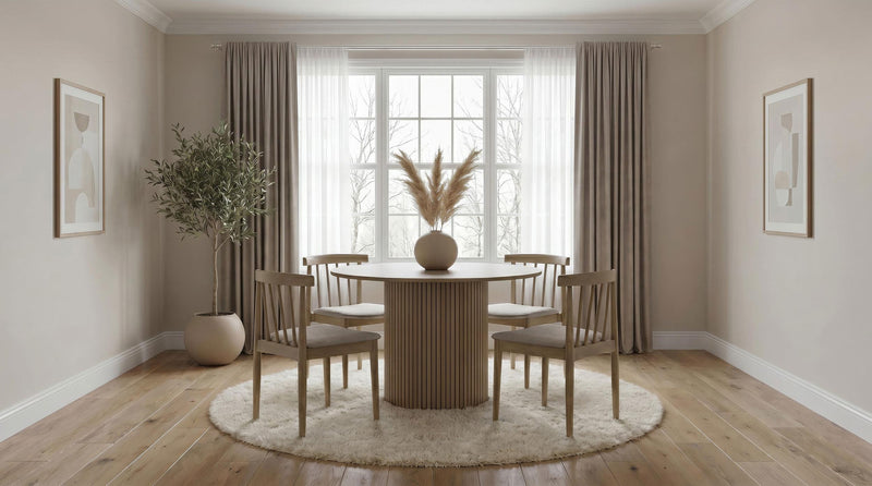Hamlyn 5-piece Round Wood Dining Set Wheat and Natural Oak
