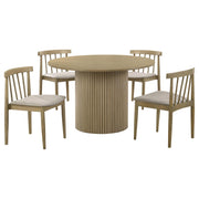 Hamlyn 5-piece Round Wood Dining Set Wheat and Natural Oak - alternate view