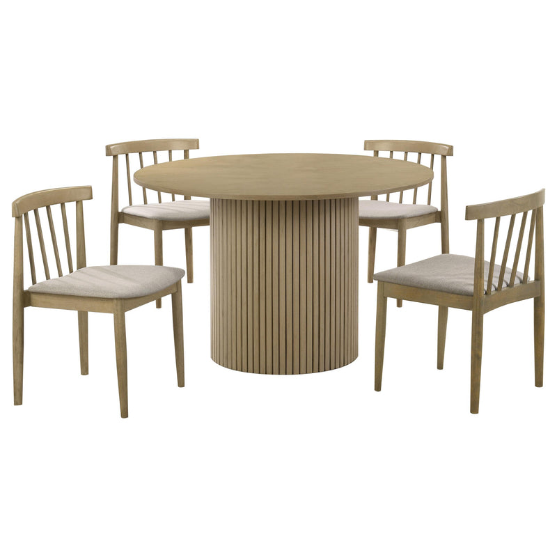 Hamlyn 5-piece Round Wood Dining Set Wheat and Natural Oak - alternate view