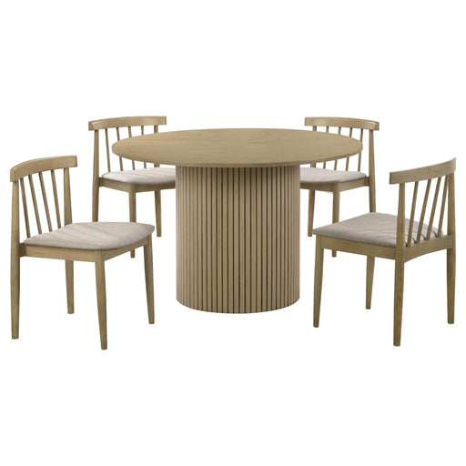 Hamlyn 5-piece Round Wood Dining Set Wheat and Natural Oak - alternate view