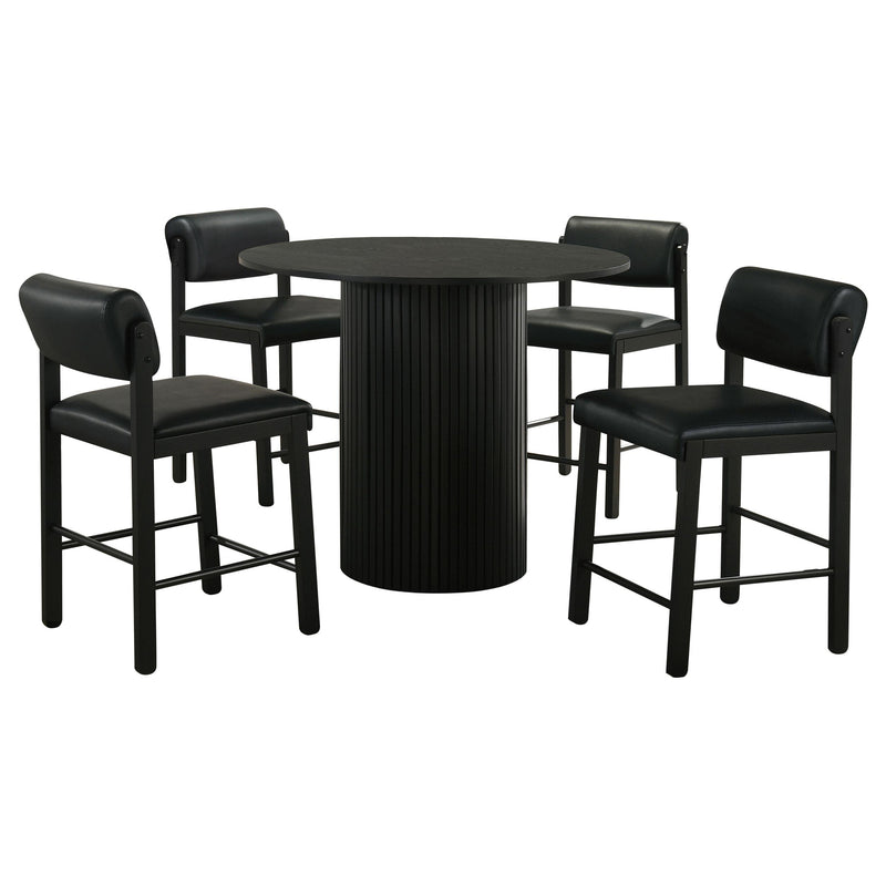 Hamlyn 5-piece Round Wood Counter Height Dining Set Black - alternate view