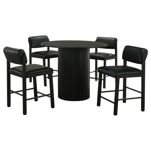 Hamlyn 5-piece Round Wood Counter Height Dining Set Black - alternate view