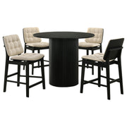 Hamlyn 5-piece Round Wood Counter Height Dining Set Cream and Black - alternate view