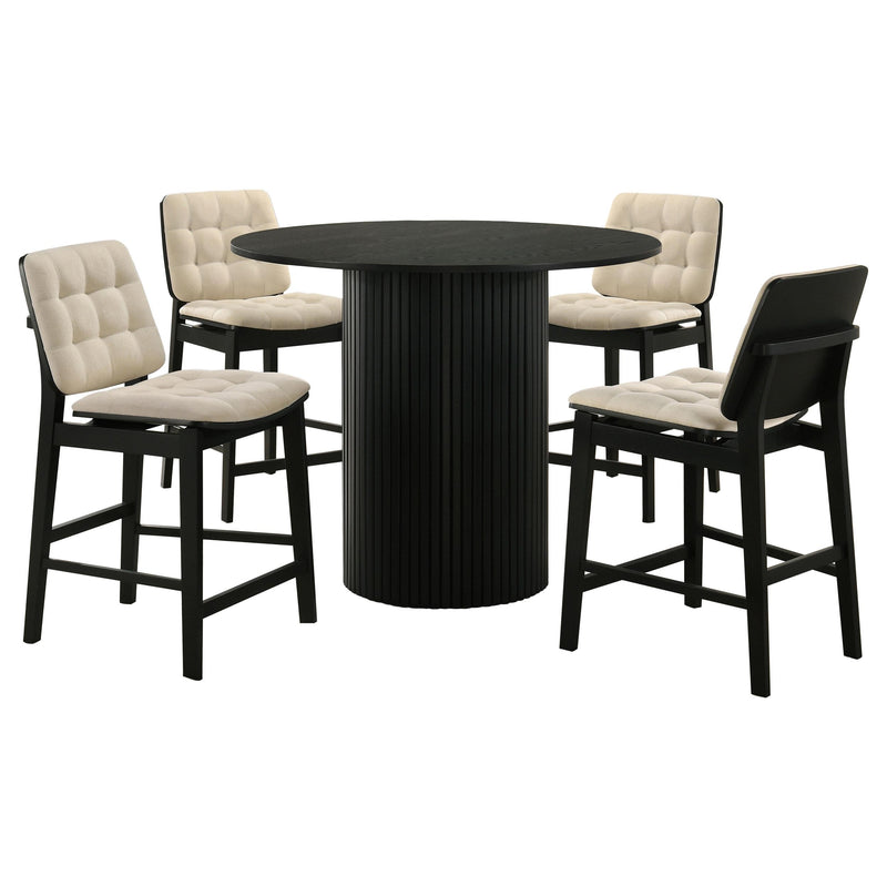 Hamlyn 5-piece Round Wood Counter Height Dining Set Cream and Black - alternate view
