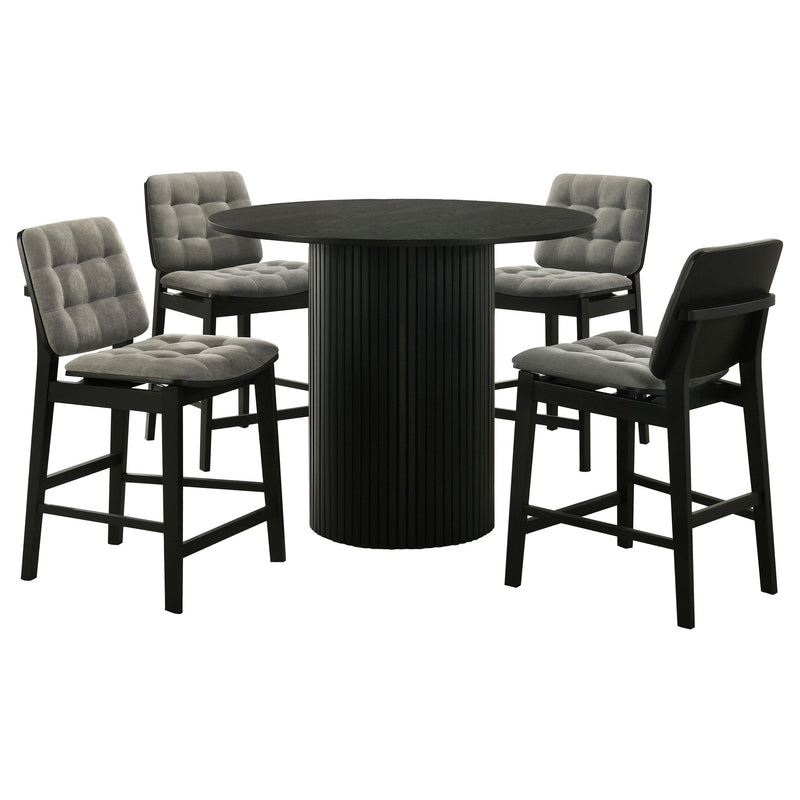 Hamlyn 5-piece Round Wood Counter Height Dining Set Grey and Black - alternate view