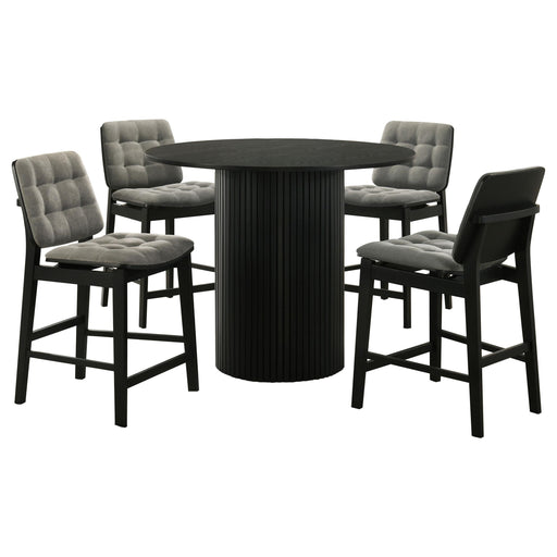 Hamlyn 5-piece Round Wood Counter Height Dining Set Grey and Black - alternate view
