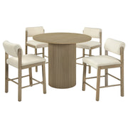 Hamlyn 5-piece Round Wood Counter Height Dining Set Cream and Natural Oak - alternate view