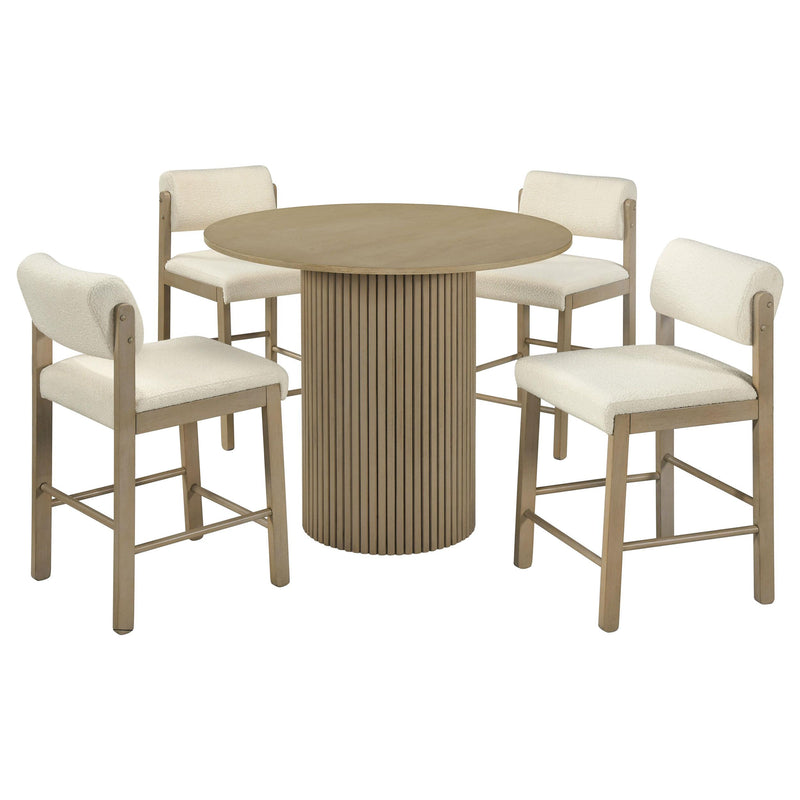Hamlyn 5-piece Round Wood Counter Height Dining Set Cream and Natural Oak - alternate view