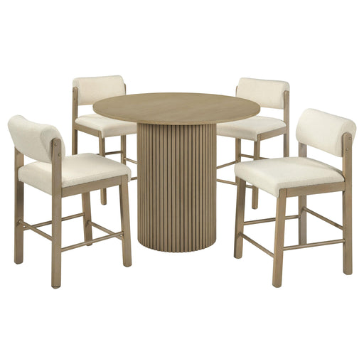 Hamlyn 5-piece Round Wood Counter Height Dining Set Cream and Natural Oak - alternate view