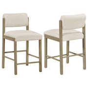 Kehoe Upholstered Counter Height Chair Cream and Natural Oak (Set of 2)