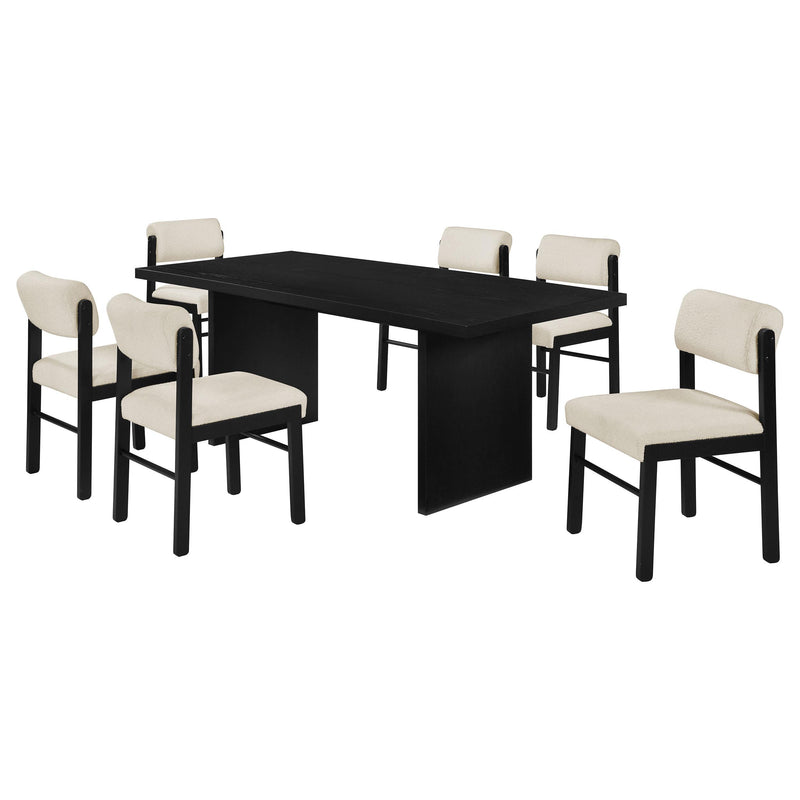 Decker 7-piece 82-inch Rectangular Dining Set Cream and Black - alternate view