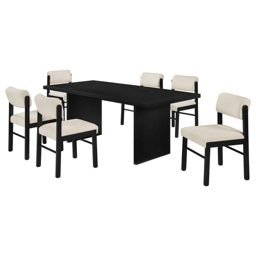 Decker 7-piece 82-inch Rectangular Dining Set Cream and Black - alternate view