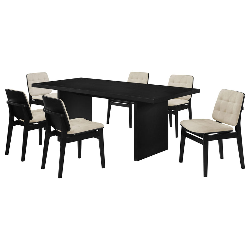 Decker 7-piece 82-inch Rectangular Dining Set Cream and Black - alternate view