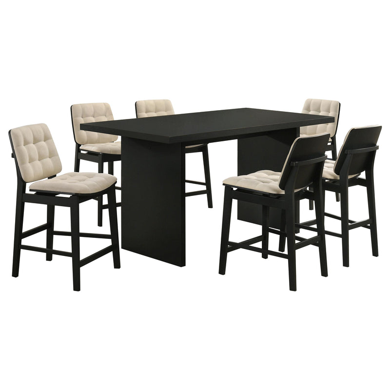 Decker 7-piece 70-inch Rectangular Counter Height Dining Set Cream and Black - alternate view
