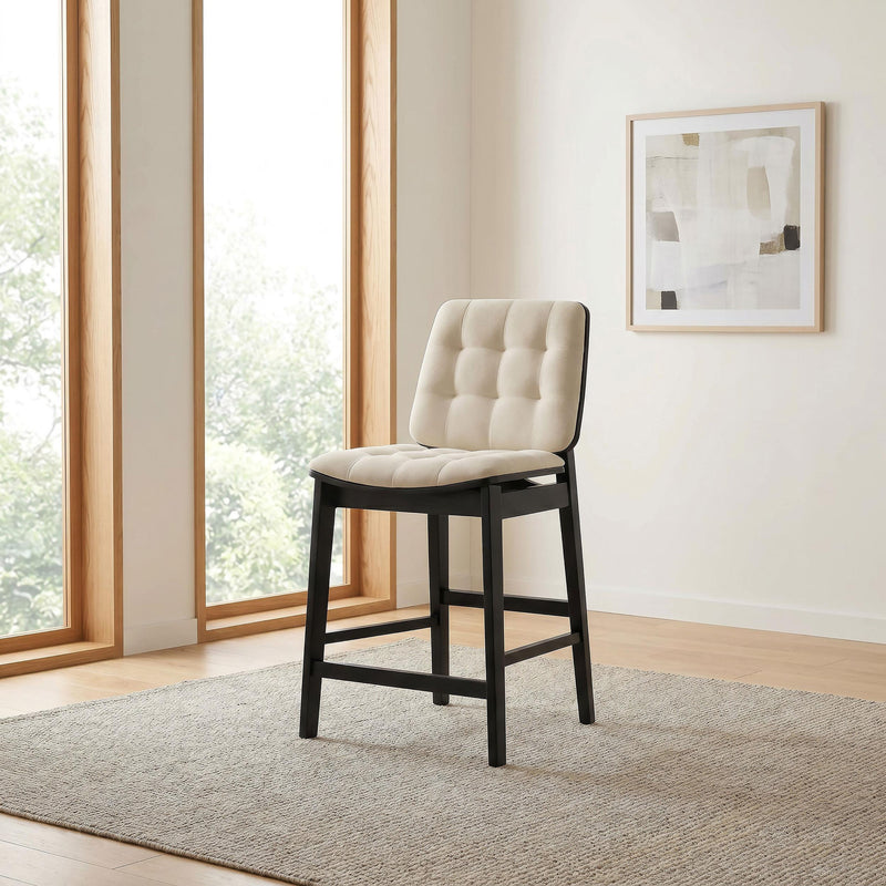 Redbridge Upholstered Counter Chair Cream and Black (Set of 2) - alternate view