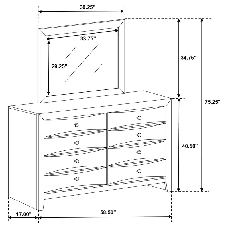 Briana 8-drawer Dresser with Mirror Black - detail 4