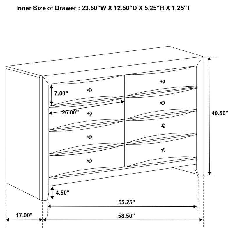 Briana 8-drawer Dresser Black - detail 4