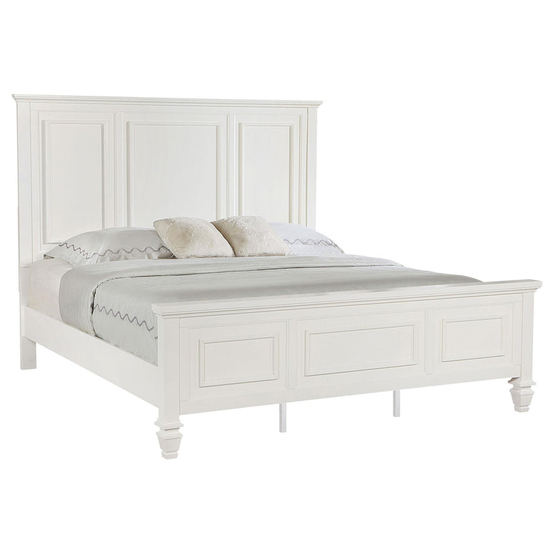 Sandy Beach 63-inch Eastern King Wood Panel Bed Cream White - detail 3