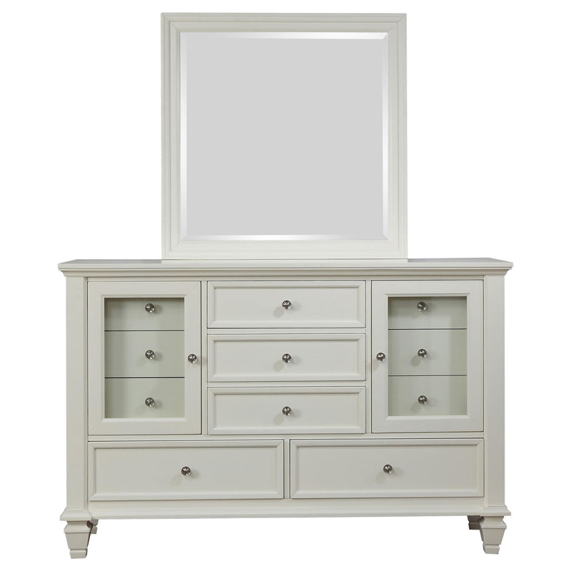 Sandy Beach 11-drawer Dresser with Mirror Cream White - detail 3