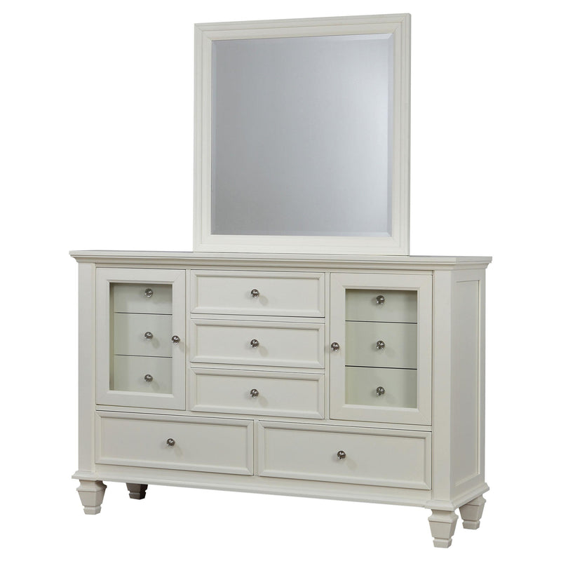 Sandy Beach 11-drawer Dresser with Mirror Cream White - detail 4