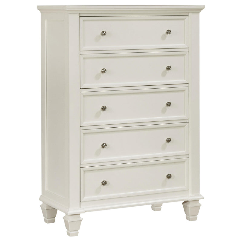 Sandy Beach 5-drawer Bedroom Chest Cream White - alternate view