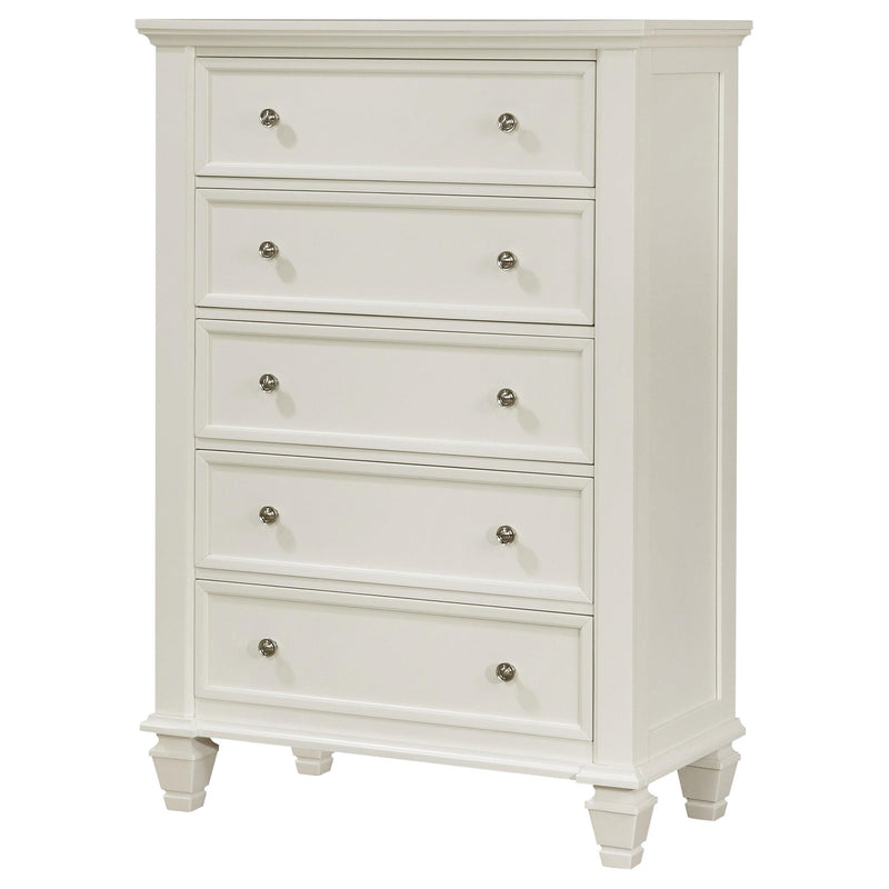 Sandy Beach 5-drawer Bedroom Chest Cream White - detail 4