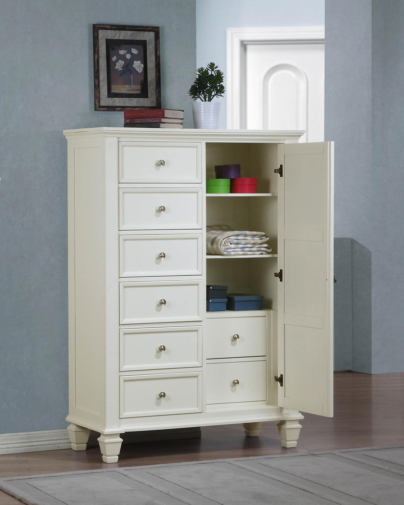 Sandy Beach 8-drawer Door Chest Cream White - alternate view