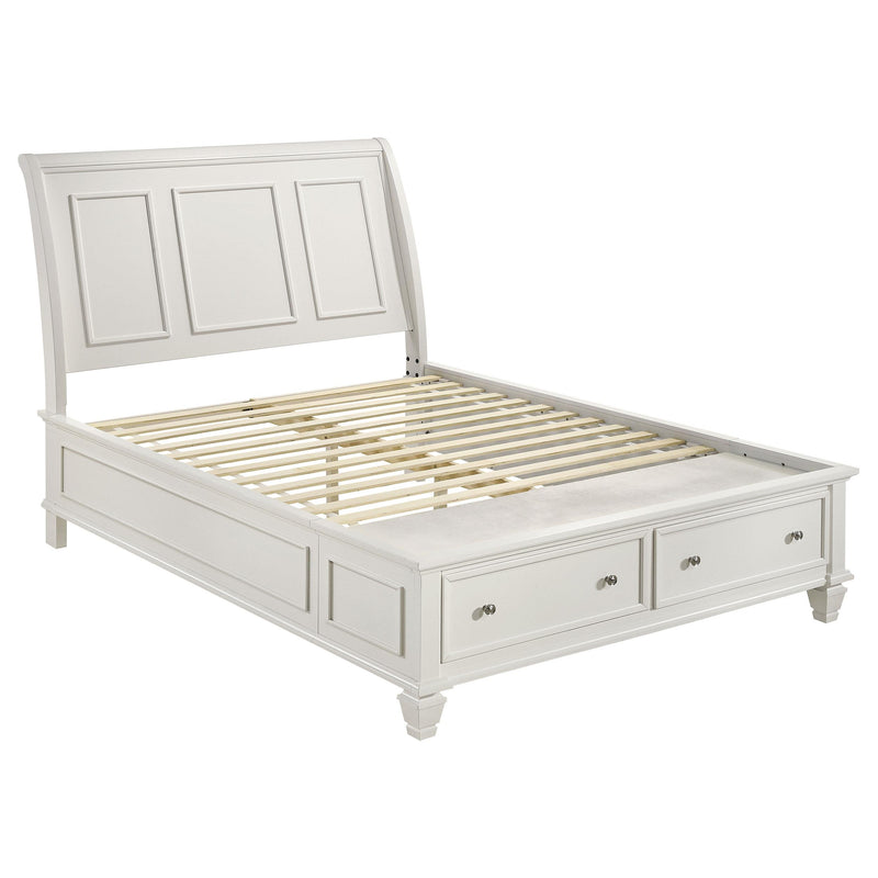 Sandy Beach Wood Queen Storage Panel Bed Cream White - alternate view
