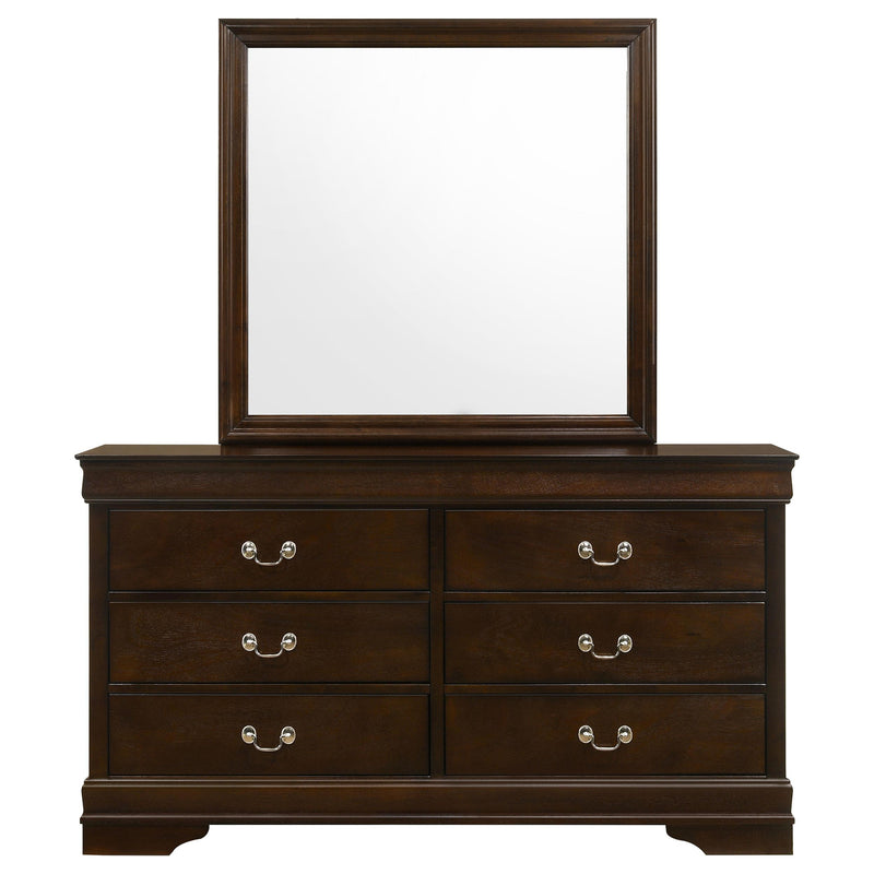 Louis Philippe 6-drawer Dresser with Mirror Cappuccino - detail 3