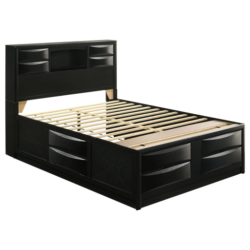 Briana Wood Queen Storage Bookcase Bed Black - alternate view
